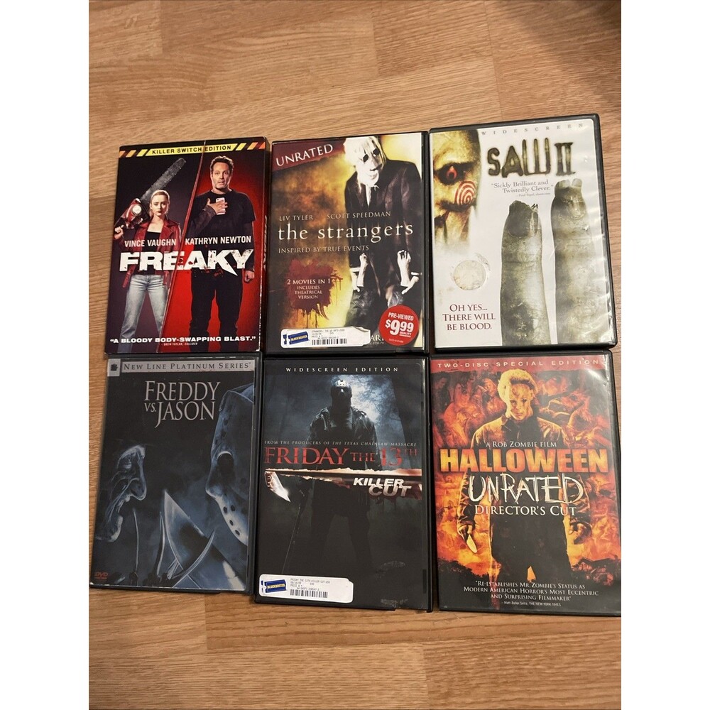Slasher Horror DVD Lot of 6 Halloween Friday 13th Saw V Freaky Strangers Freddy